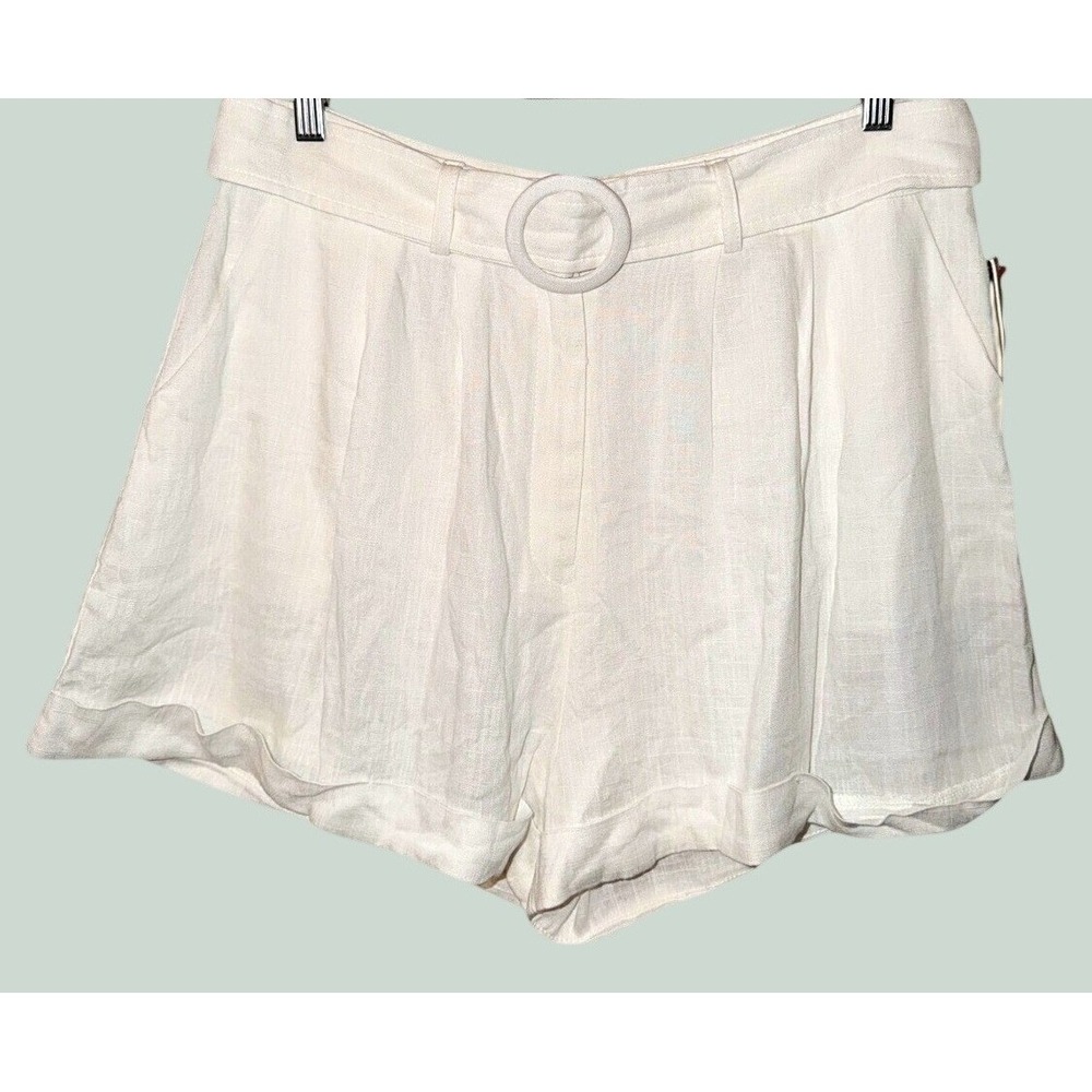 Palms Away White Linen Blend Belted Shorts XL Coastal Resort NWT